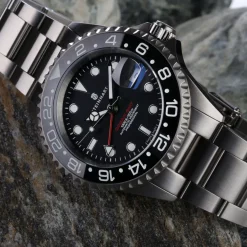 Steinhart Watches Duikhorloges 42 Mm^Gmt-Ocean 1 Zwart Keramiek Duikhorloge