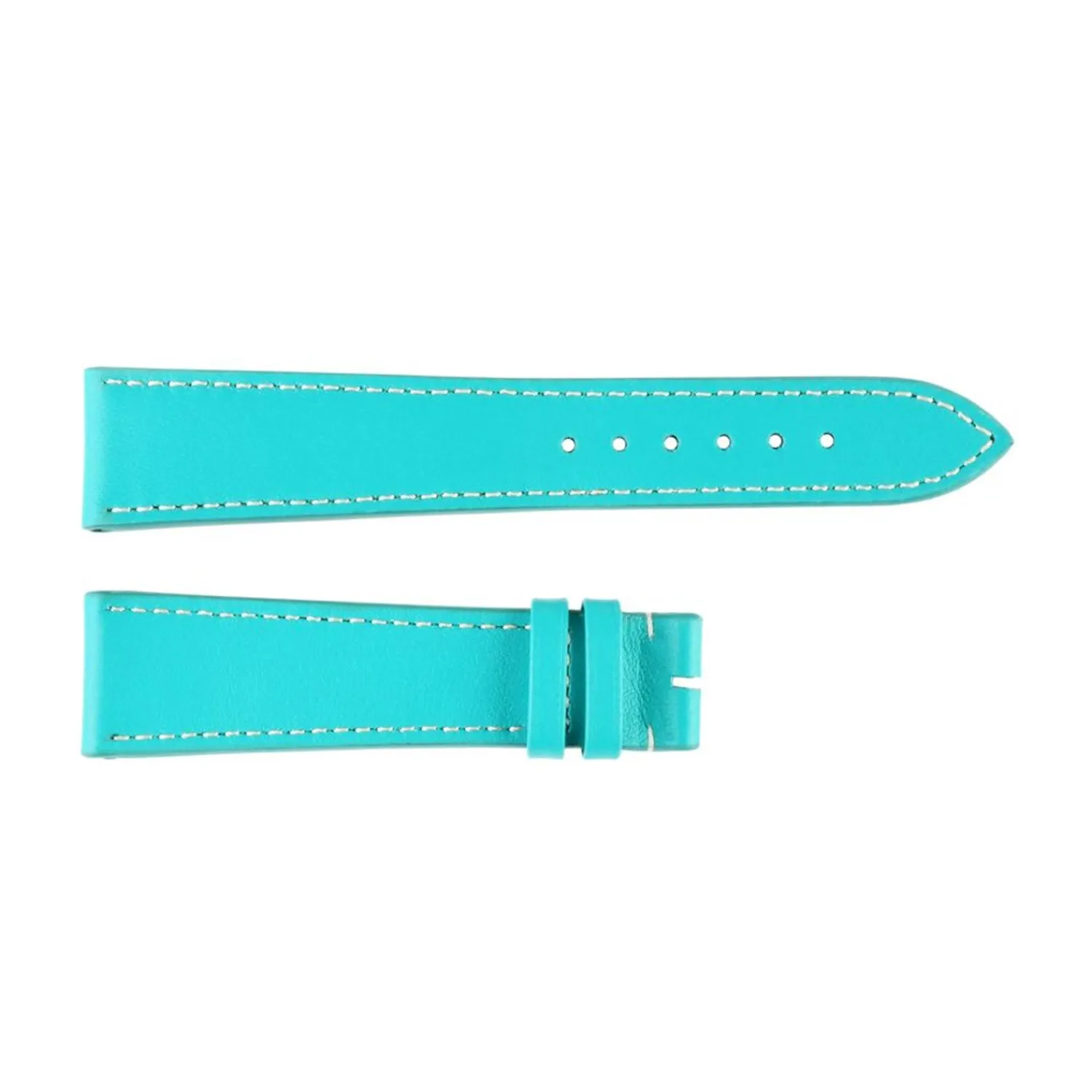 Steinhart Watches Bandjes 20 Mm^Leren Band Turkoois Met Witte Stiksels, Maat S