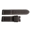 Steinhart Watches Bandjes 24 Mm^Leren Band Zwart-Wit Met Rubberen Coating, Maat L