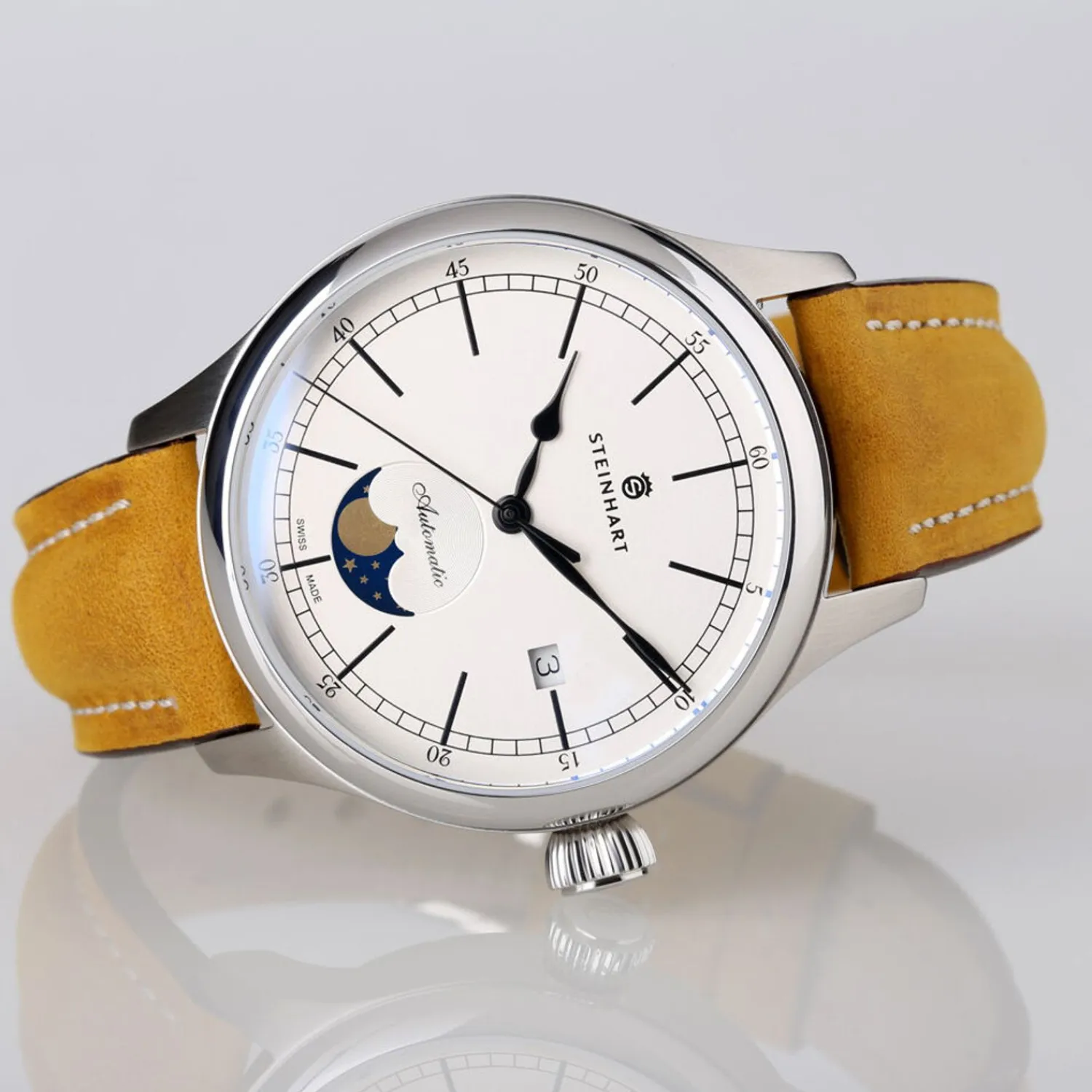 Steinhart Watches Maritieme Horloges^Mariene Maanfase Zilver