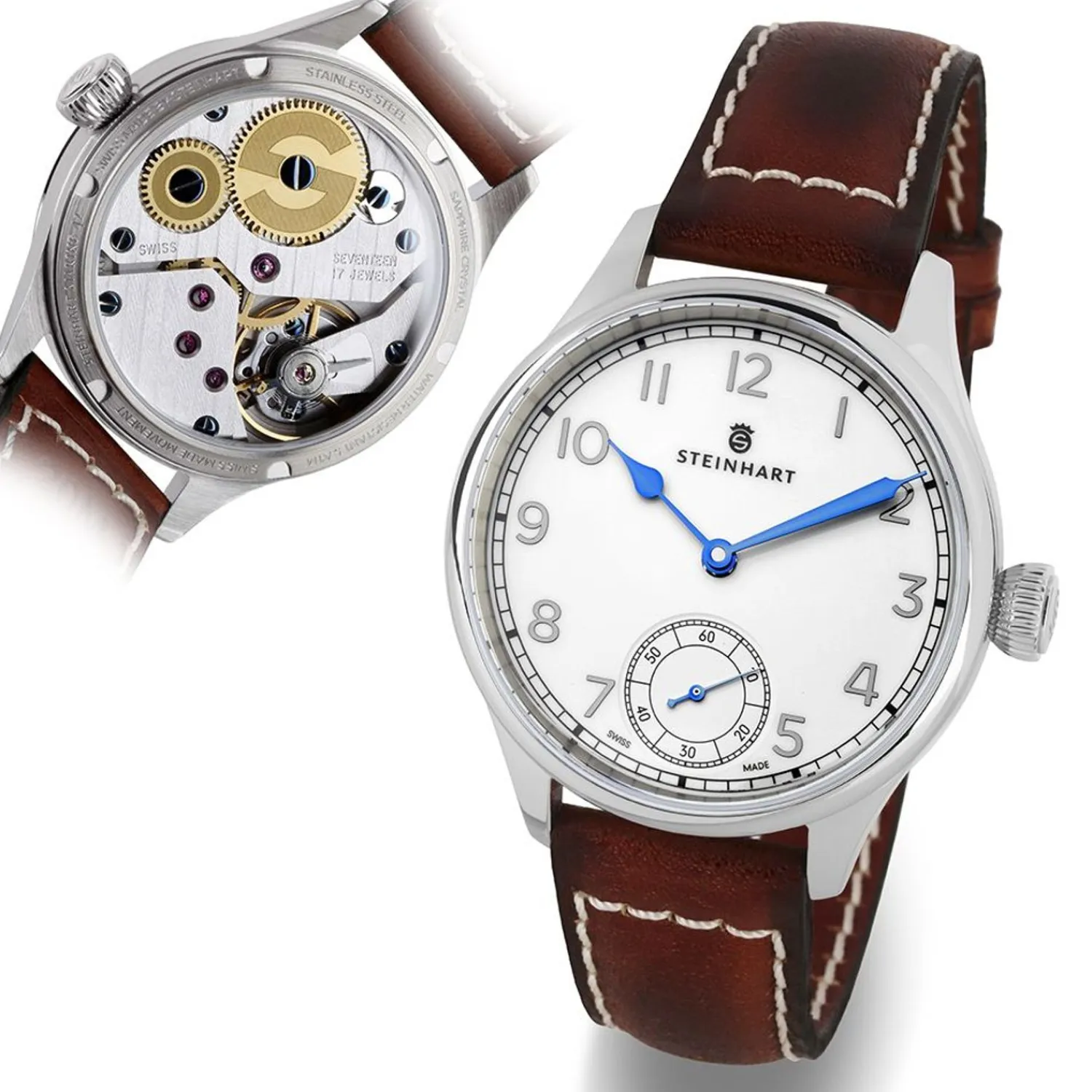 Steinhart Watches Maritieme Horloges^Marine Chronometer 42 Wit Arabisch