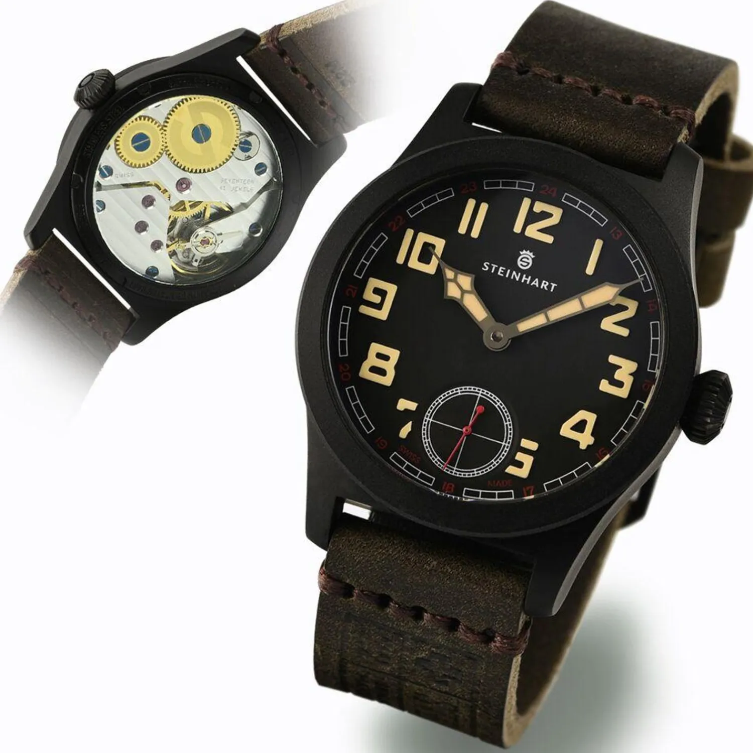 Steinhart Watches Verdere Modellen^Militair 42 Handopwinder Zwart