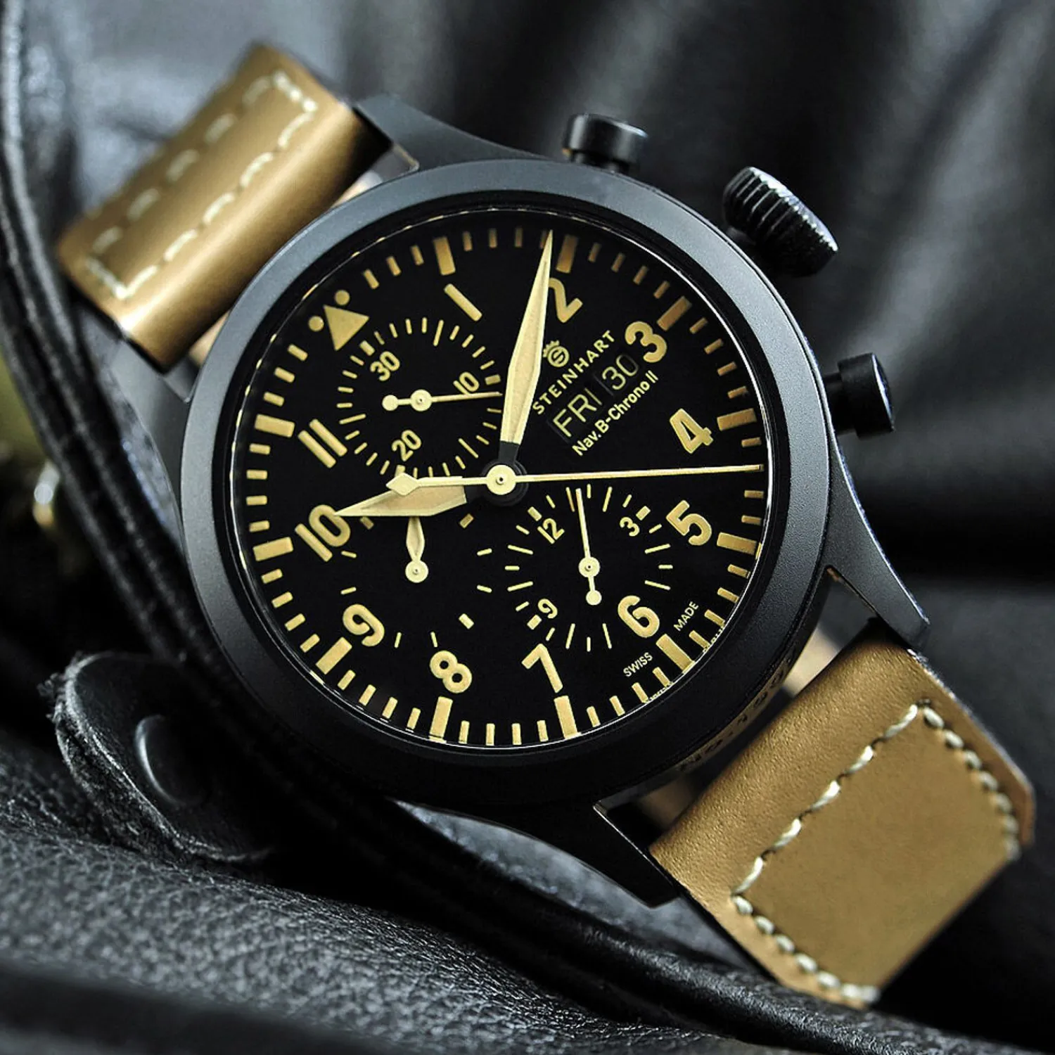 Steinhart Watches Chronografen^Nav B Chrono Ii Zwart Dlc