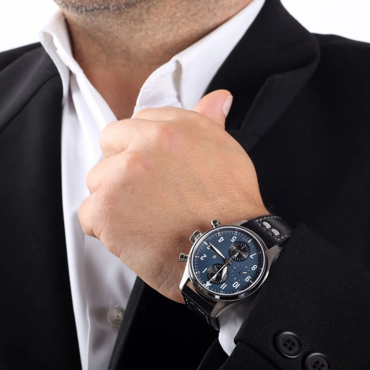 Steinhart Watches Pilotenhorloges^Nav.B-Chrono 42 Klassiek A-Type Blauw
