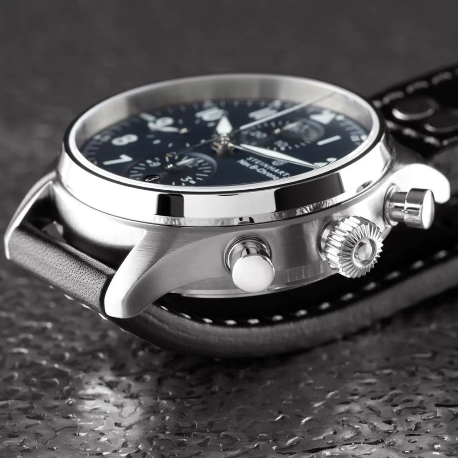 Steinhart Watches Pilotenhorloges^Nav.B-Chrono 42 Klassiek A-Type Blauw