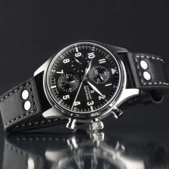 Steinhart Watches Pilotenhorloges^Nav.B-Chrono 42 Klassiek A-Type Zwart