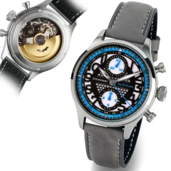 Steinhart Watches Pilotenhorloges^Nav.B-Chrono 42 Skeletblauw
