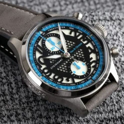 Steinhart Watches Pilotenhorloges^Nav.B-Chrono 42 Skeletblauw