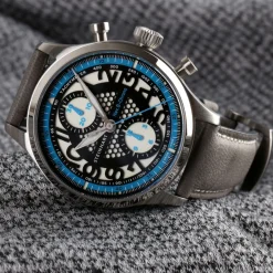 Steinhart Watches Pilotenhorloges^Nav.B-Chrono 42 Skeletblauw
