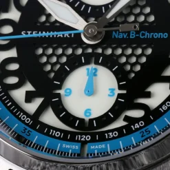 Steinhart Watches Pilotenhorloges^Nav.B-Chrono 42 Skeletblauw