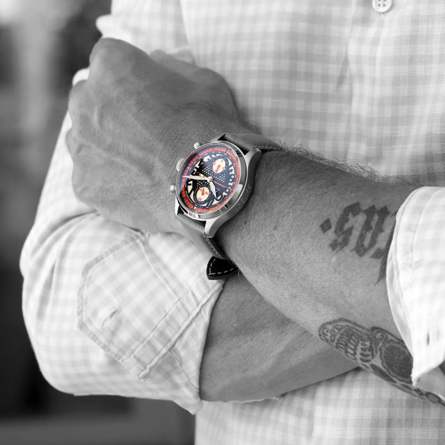 Steinhart Watches Pilotenhorloges^Nav.B-Chrono 42 Skelet Oranje