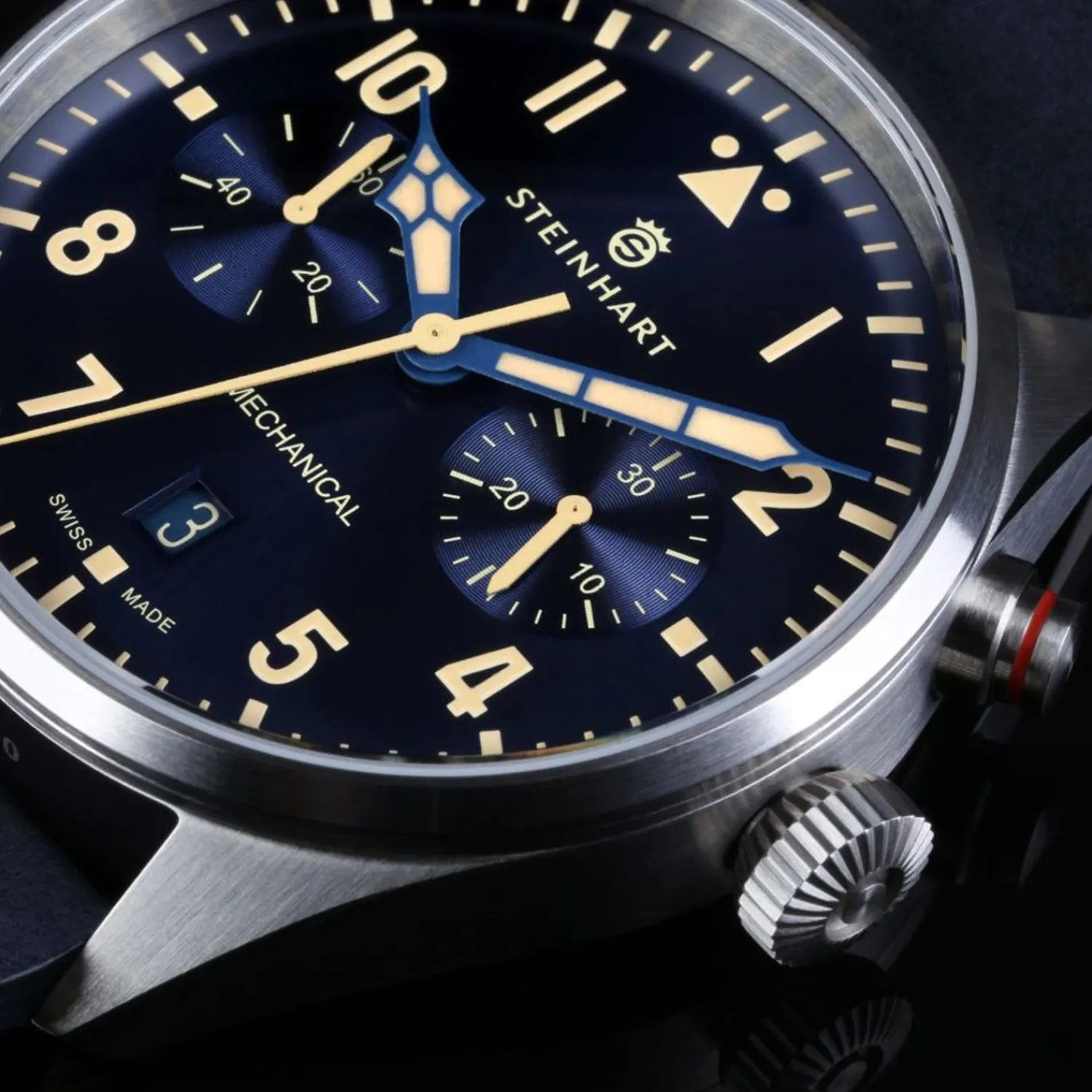 Steinhart Watches Pilotenhorloges^Nav.B - Monopusher 42 Blauw