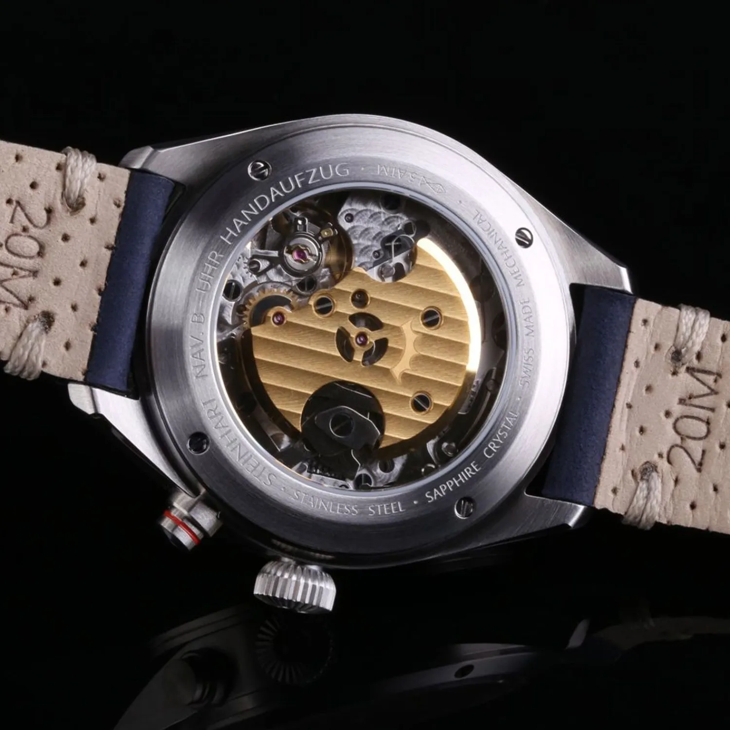 Steinhart Watches Pilotenhorloges^Nav.B - Monopusher 42 Blauw