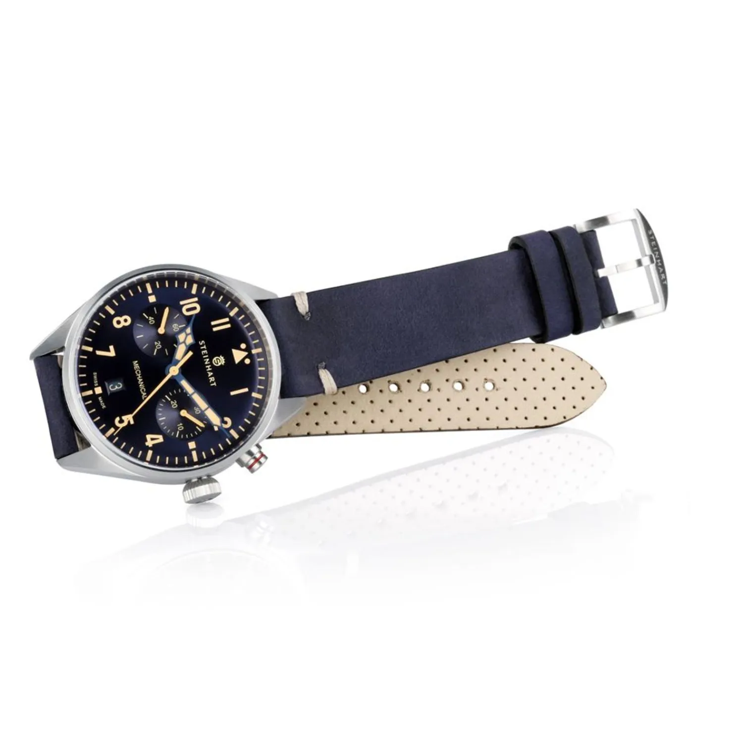 Steinhart Watches Beperkte Editie^Nav.B - Monopusher 42 Blauw