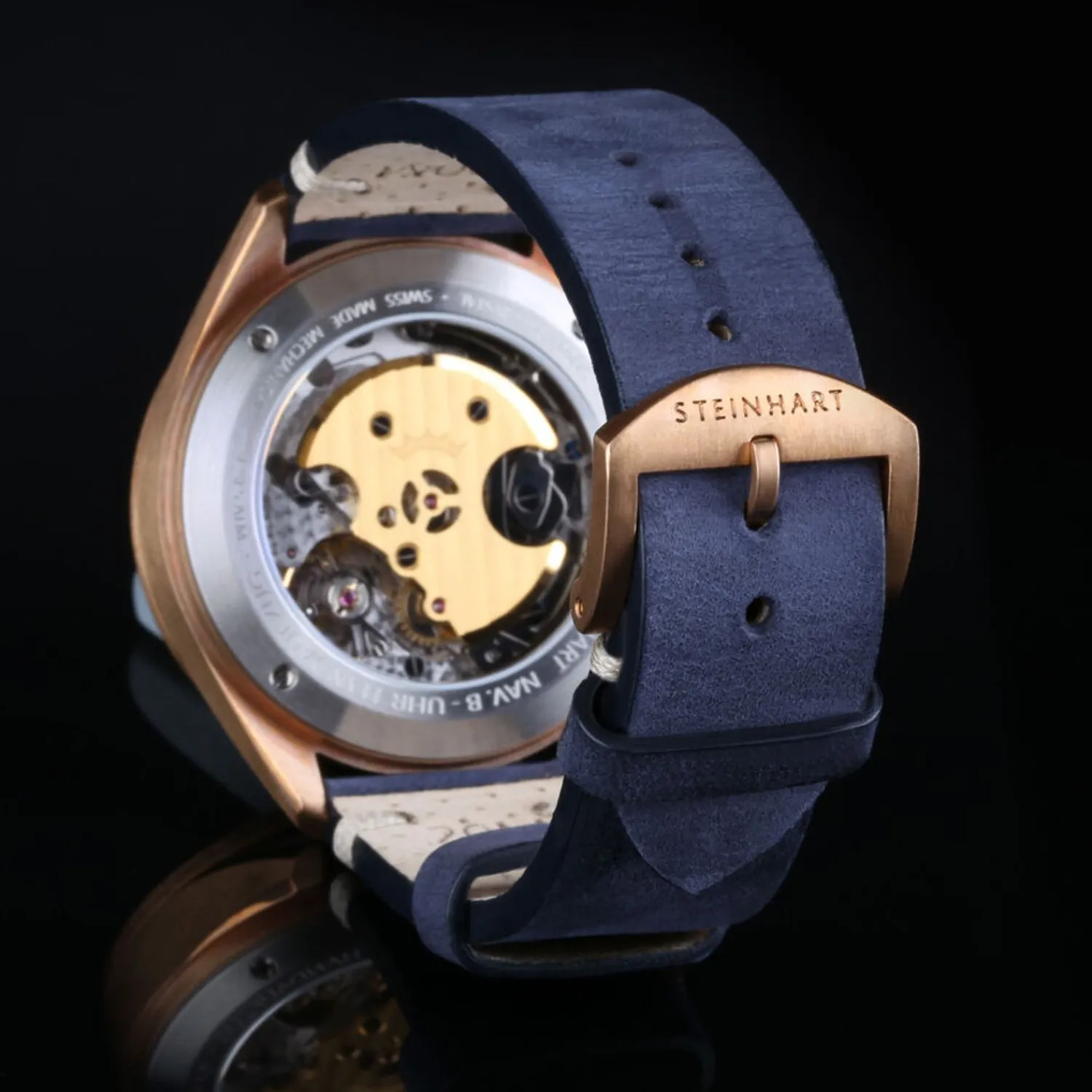 Steinhart Watches Pilotenhorloges^Nav.B - Monopusher Brons 42 Blauw