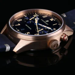 Steinhart Watches Chronografen^Nav.B - Monopusher Brons 42 Blauw