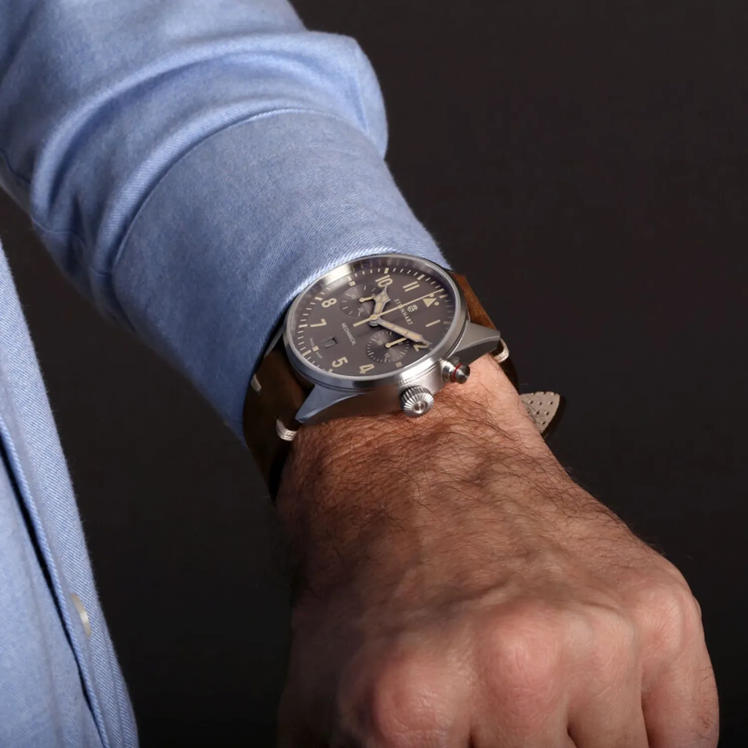 Steinhart Watches Chronografen^Nav.B - Monopusher 42 Grijs