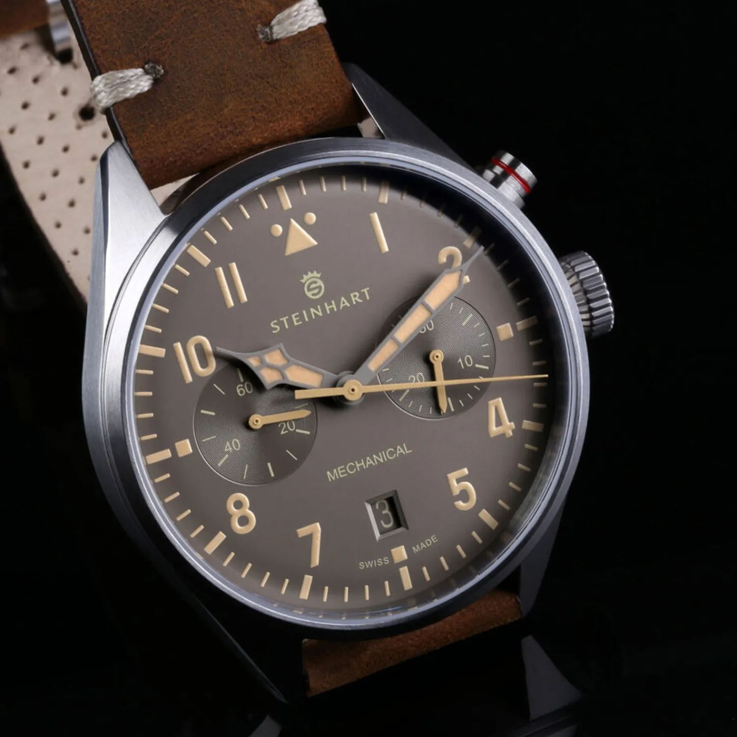 Steinhart Watches Chronografen^Nav.B - Monopusher 42 Grijs