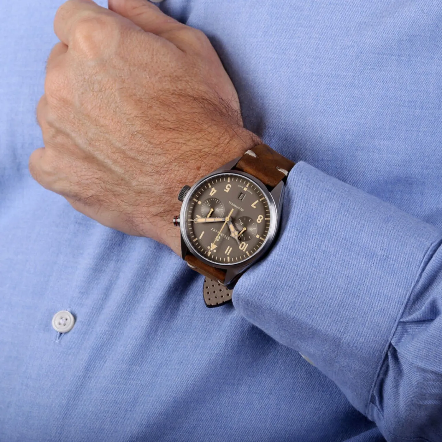 Steinhart Watches Beperkte Editie^Nav.B - Monopusher 42 Grijs