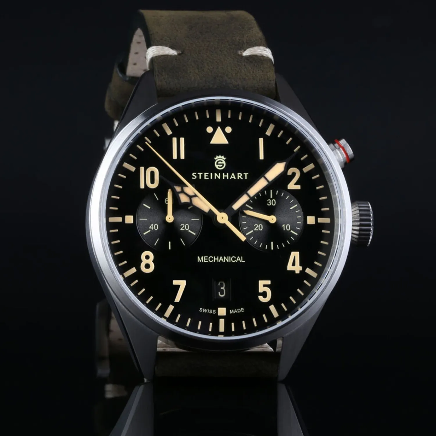 Steinhart Watches Beperkte Editie^Nav.B - Monopusher 42 Zwart