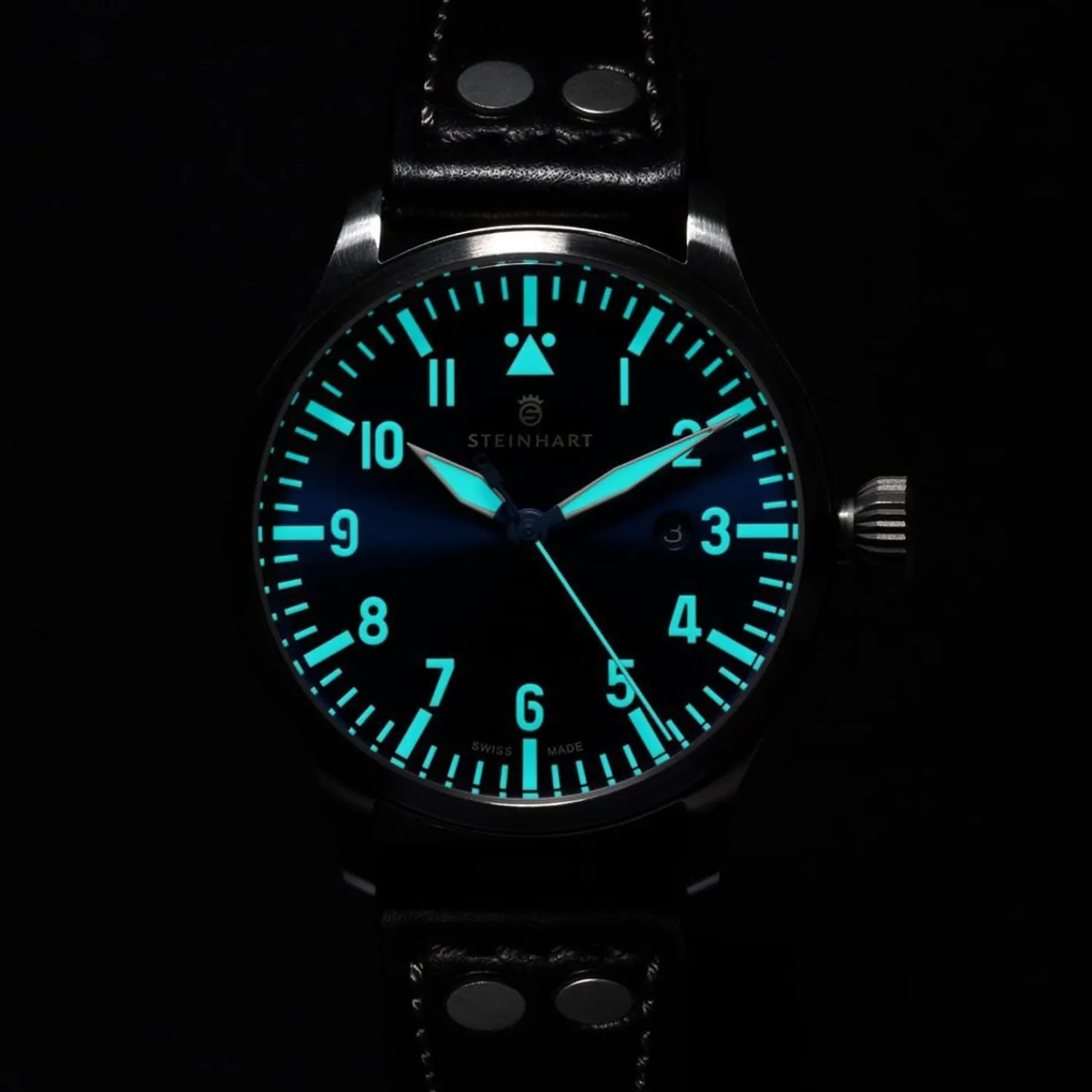 Steinhart Watches Pilotenhorloges^Nav B-Uhr 44 Datum Blauw