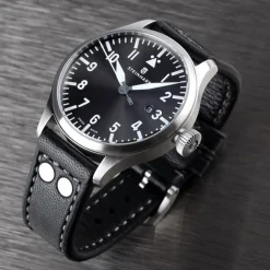 Steinhart Watches Pilotenhorloges^Nav B-Uhr 44 Datumgrijs