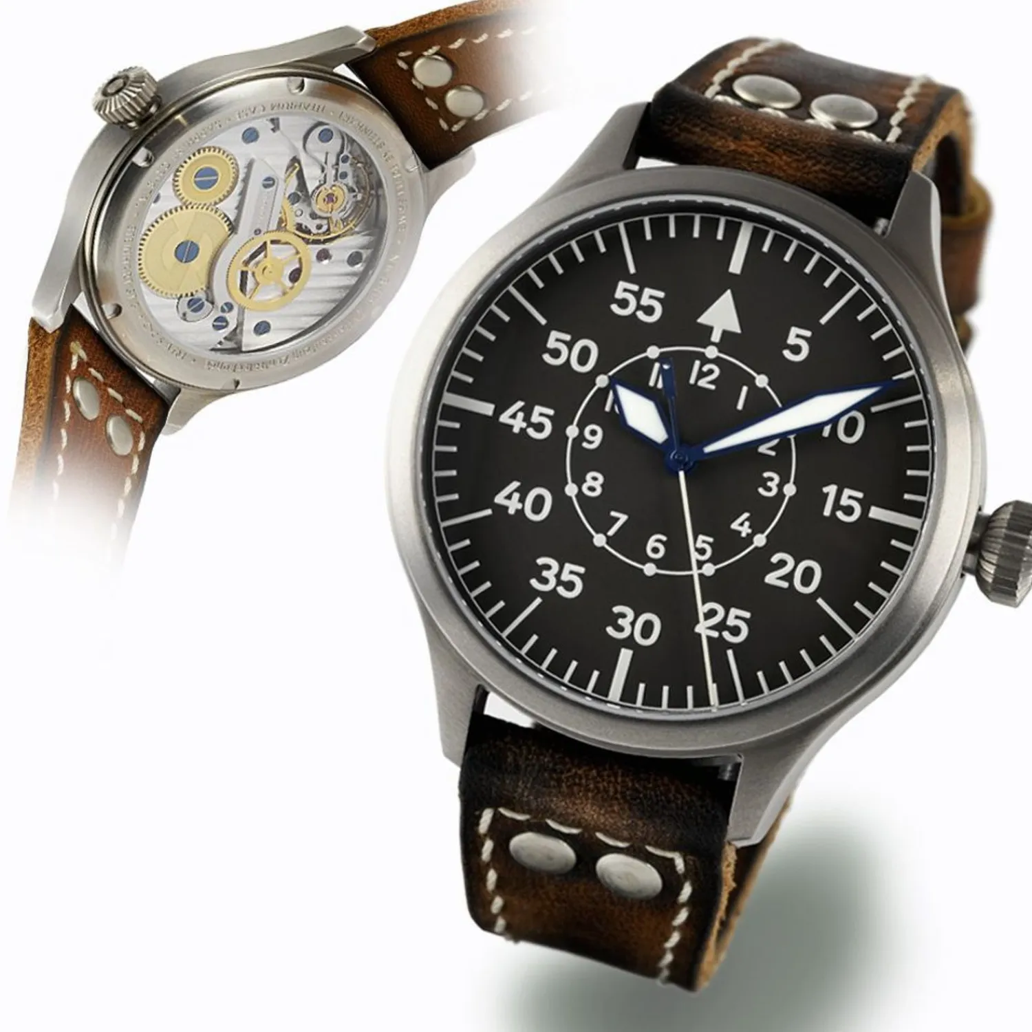 Steinhart Watches Pilotenhorloges^Nav B-Uhr 47 Titan B-Type Centrale Seconde