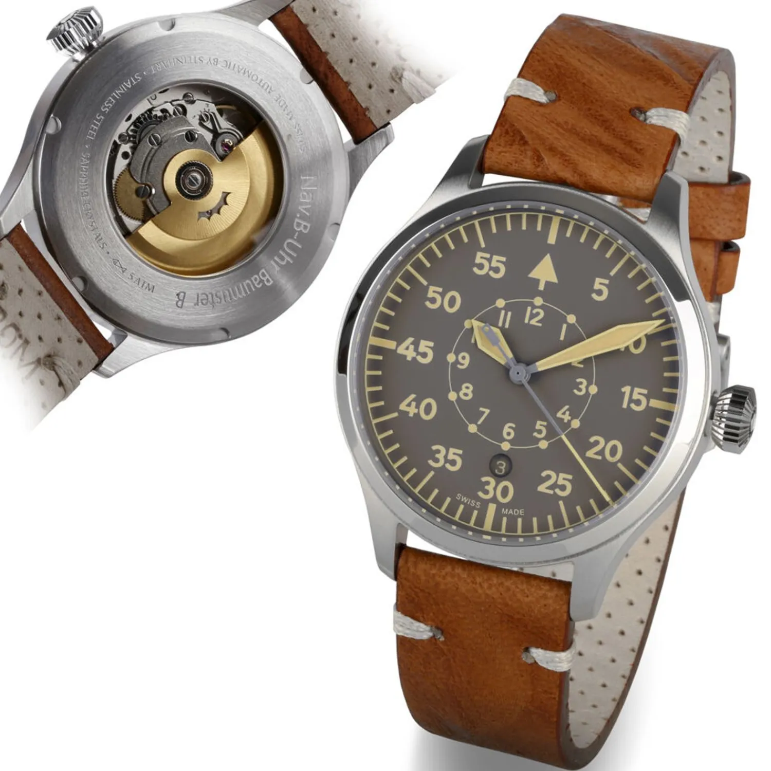 Steinhart Watches Pilotenhorloges^Nav B-Uhr 42 Vintage Beige B-Muster