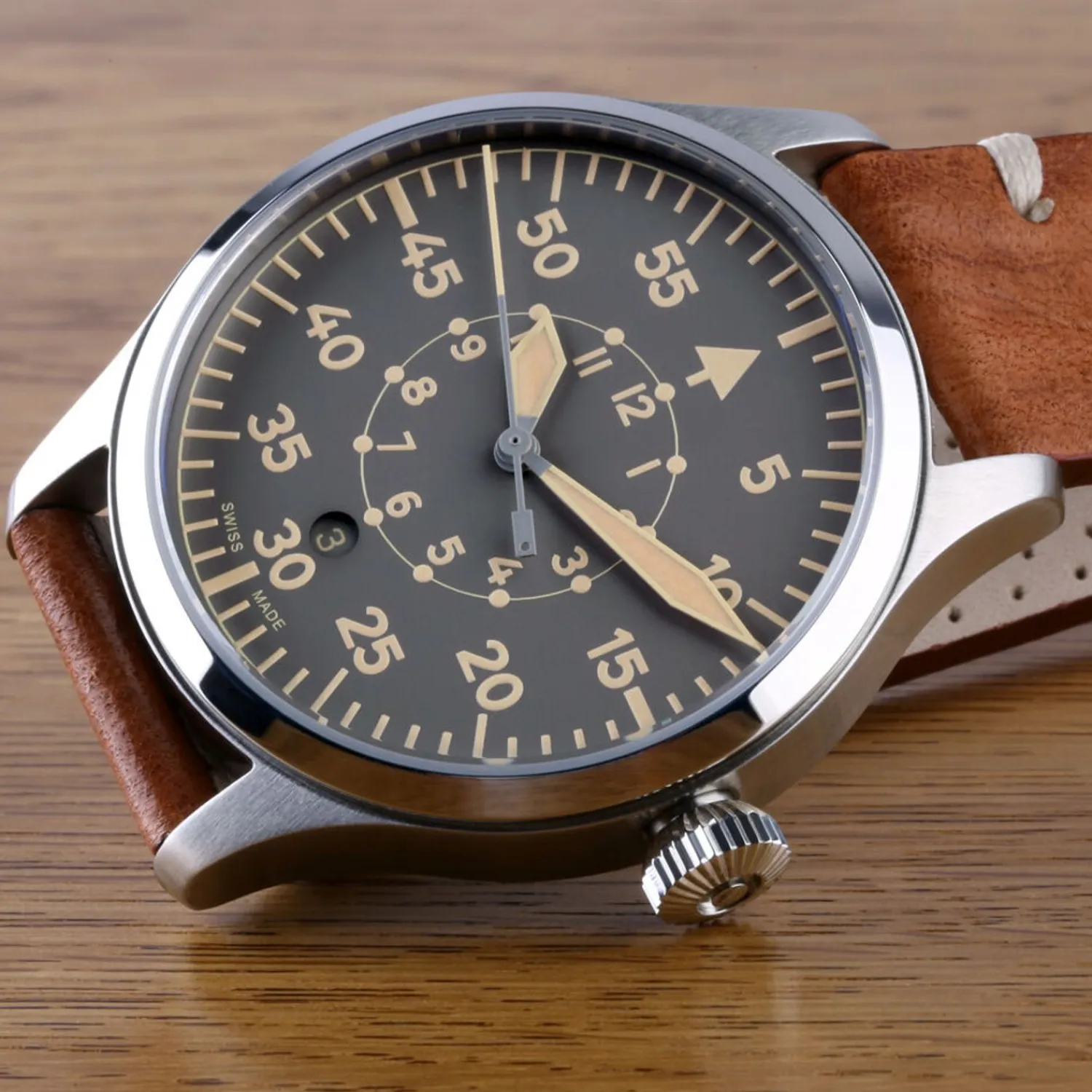 Steinhart Watches Pilotenhorloges^Nav B-Uhr 42 Vintage Beige B-Muster