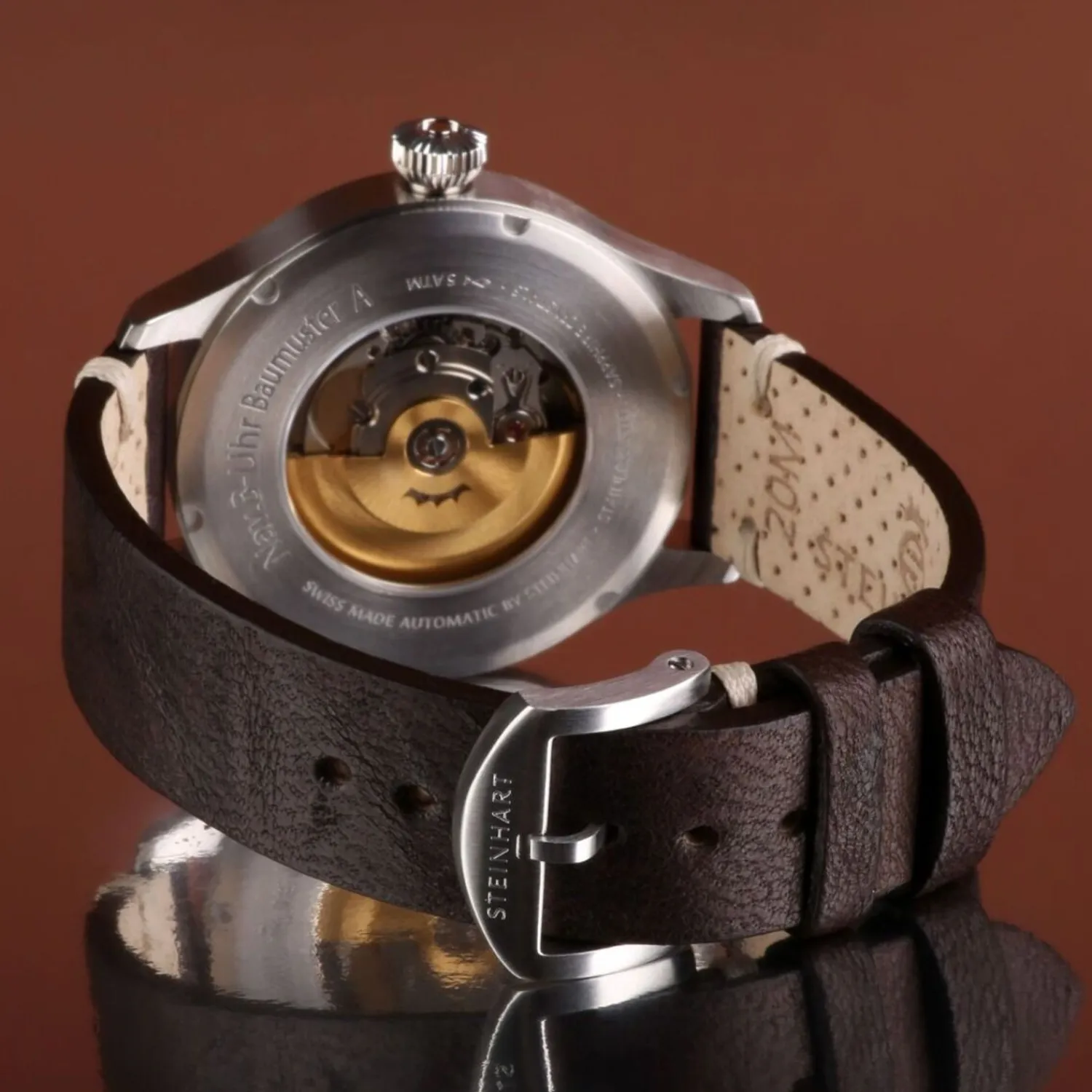 Steinhart Watches Pilotenhorloges^Nav B-Uhr 42 Vintage Bruin A-Muster