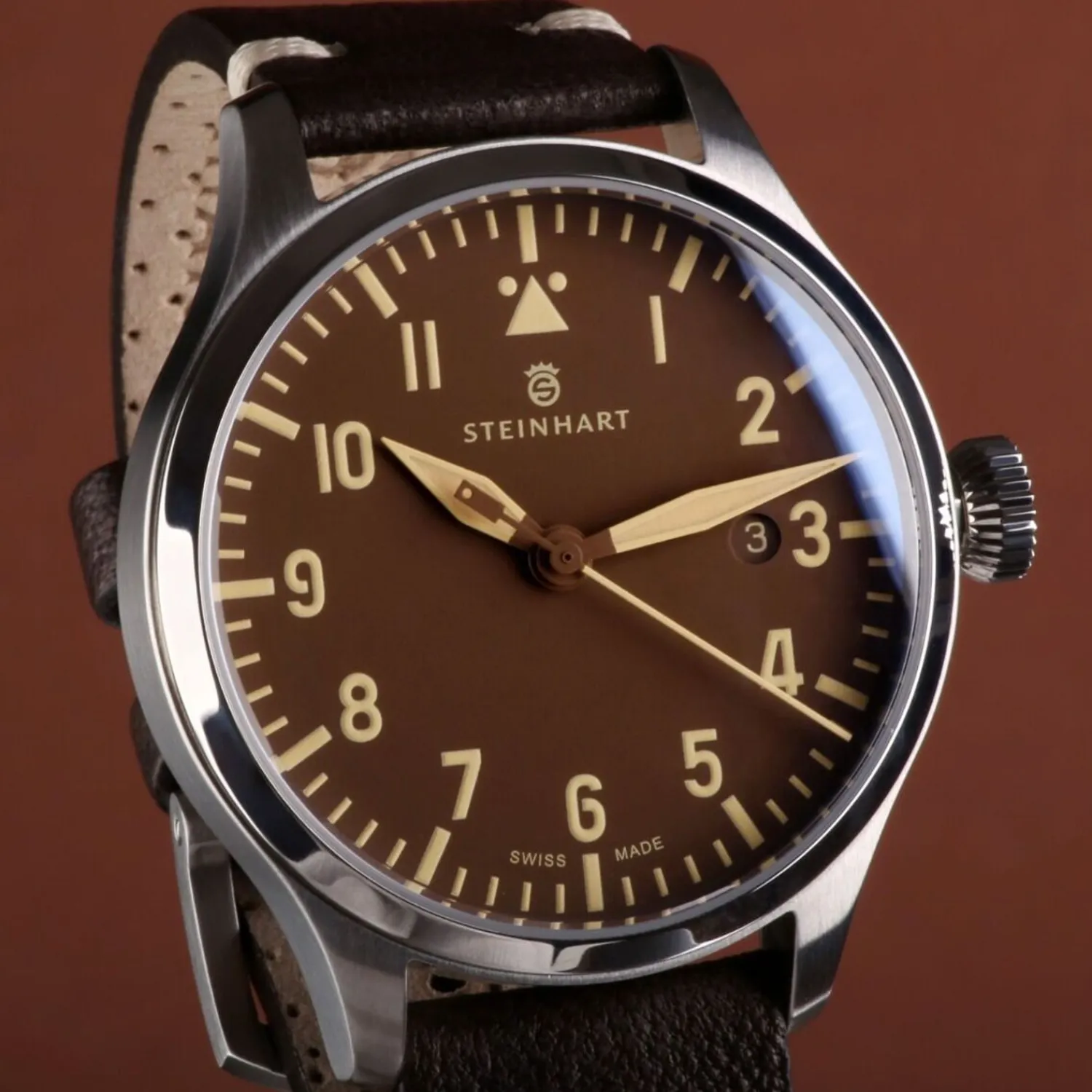 Steinhart Watches Pilotenhorloges^Nav B-Uhr 42 Vintage Bruin A-Muster