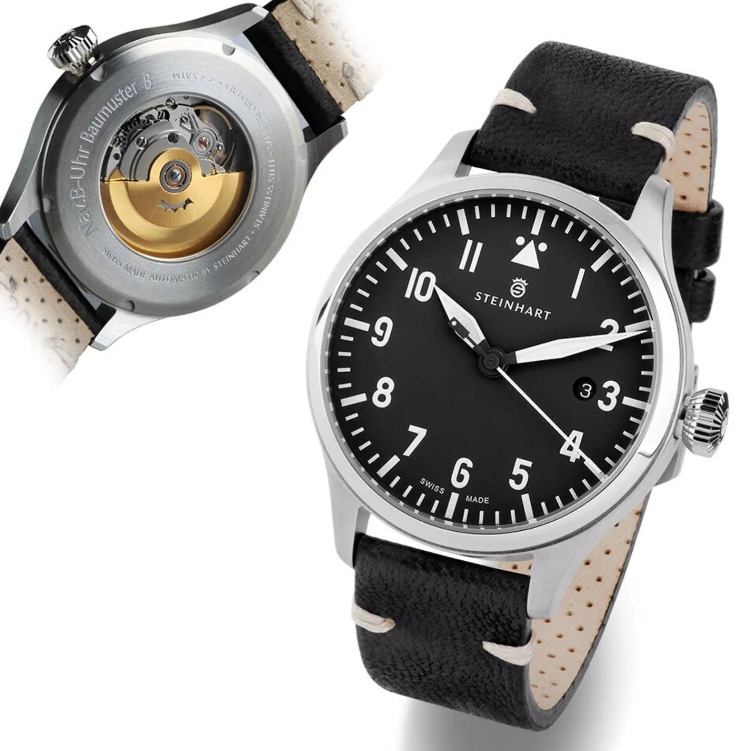 Steinhart Watches Pilotenhorloges^Nav B-Uhr 42 Zwart A-Muster