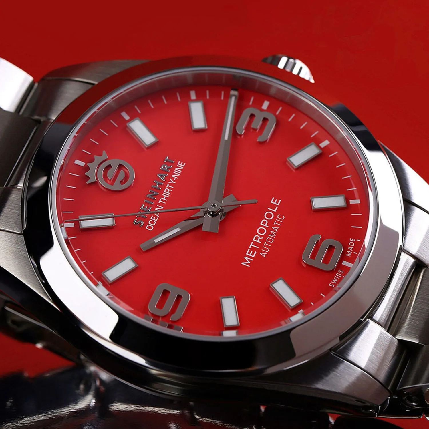 Steinhart Watches Duikhorloges 39 Mm^Oceaan 39 Metropole Rood
