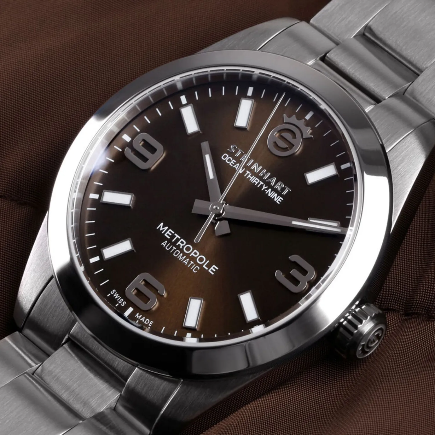 Steinhart Watches Duikhorloges 39 Mm^Oceaan 39 Metropole Sunray Chocolade