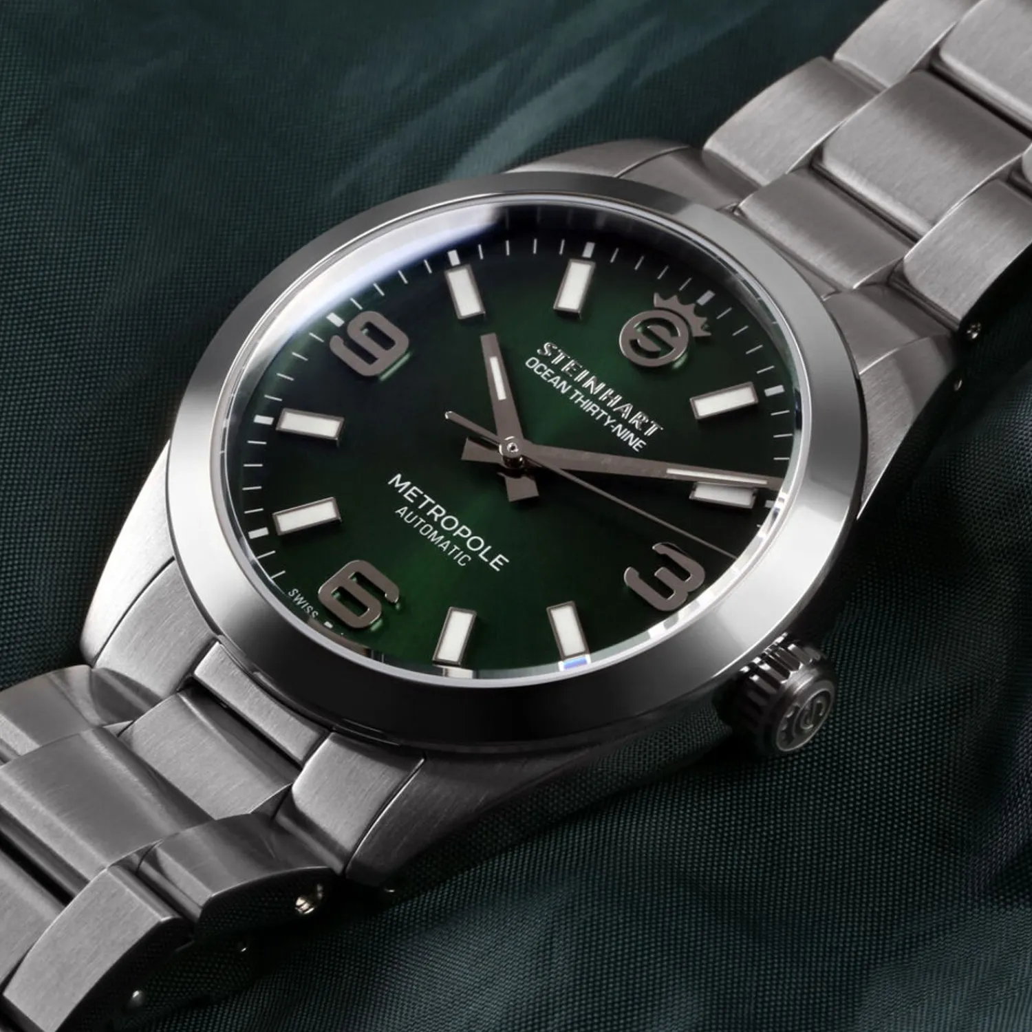 Steinhart Watches Duikhorloges 39 Mm^Oceaan 39 Metropole Zonnestraalgroen
