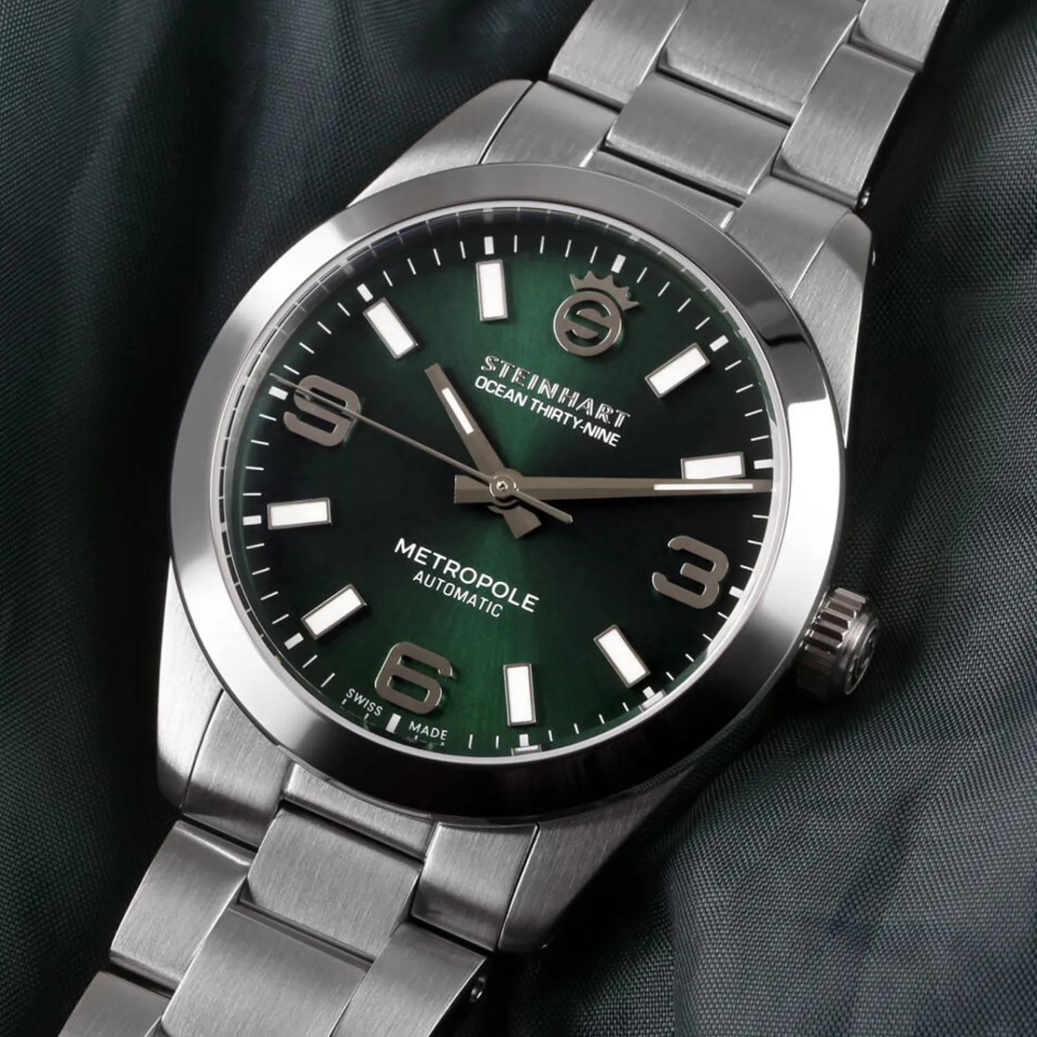 Steinhart Watches Duikhorloges 39 Mm^Oceaan 39 Metropole Zonnestraalgroen