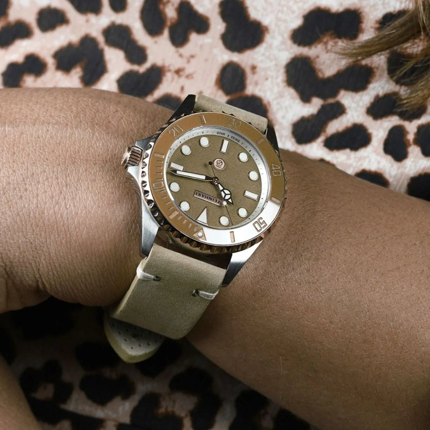 Steinhart Watches Duikhorloges 39 Mm^Ocean 39 Beige Keramiek Duikhorloge