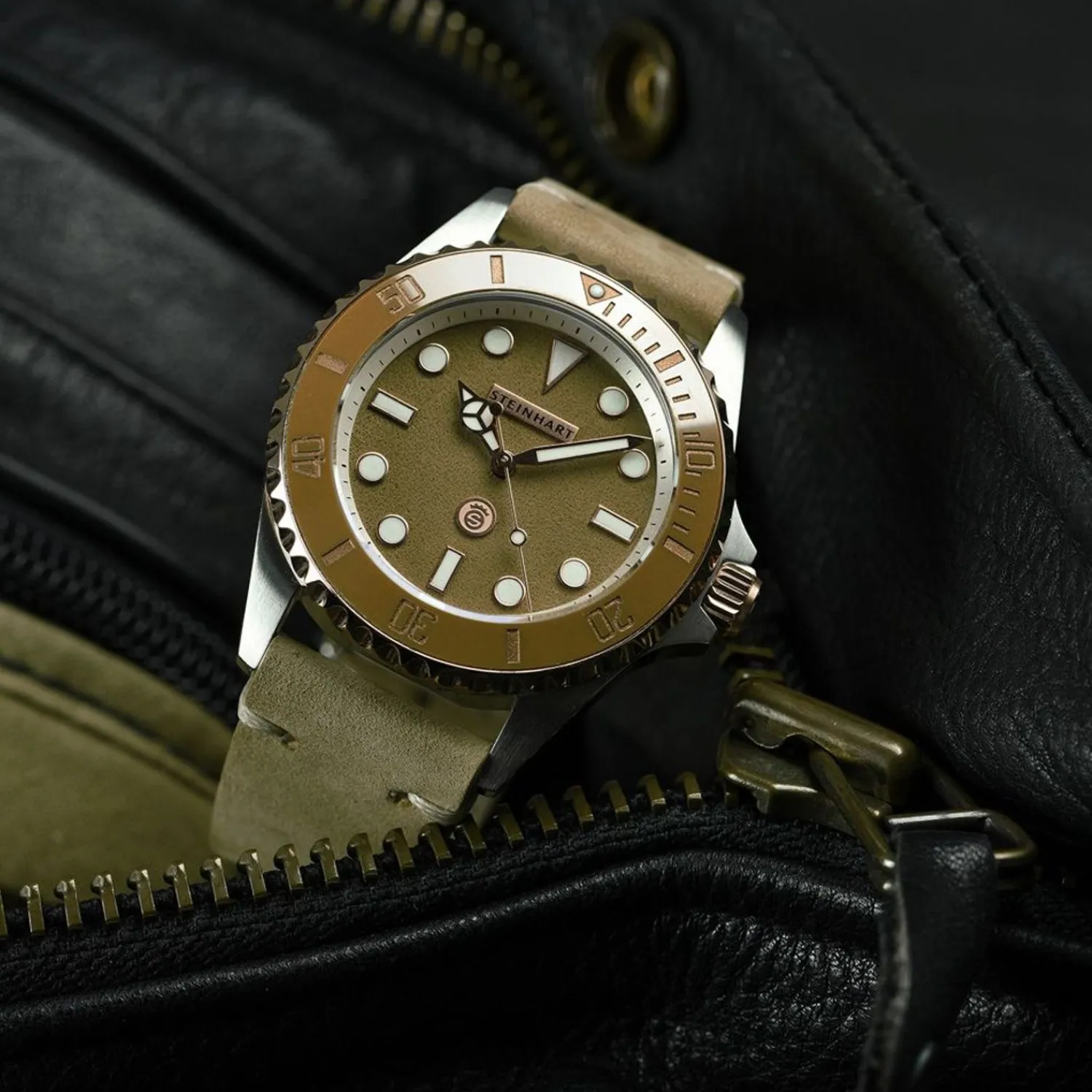 Steinhart Watches Duikhorloges 39 Mm^Ocean 39 Beige Keramiek Duikhorloge