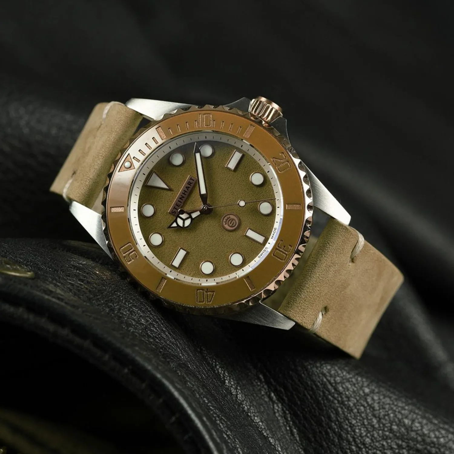 Steinhart Watches Duikhorloges 39 Mm^Ocean 39 Beige Keramiek Duikhorloge