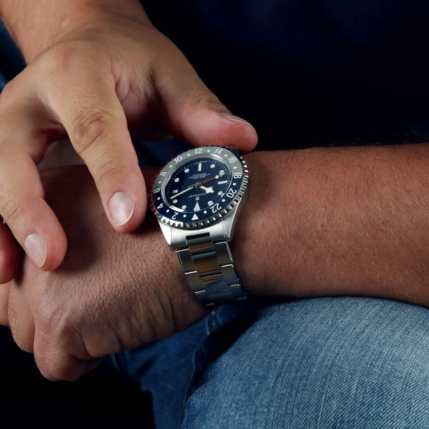 Steinhart Watches Duikhorloges 42 Mm^Ocean 3 Gmt Blauwgrijs Keramiek