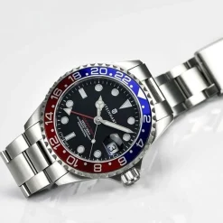 Steinhart Watches Duikhorloges 39 Mm^Ocean 39 Gmt Blauw-Rood Duikhorloge