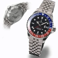 Steinhart Watches Duikhorloges 39 Mm^Ocean 39 Gmt.2 Blauw-Rood Keramiek Duikhorloge