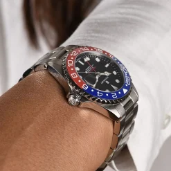 Steinhart Watches Duikhorloges 39 Mm^Ocean 39 Gmt Blauw-Rood Keramiek Duikhorloge
