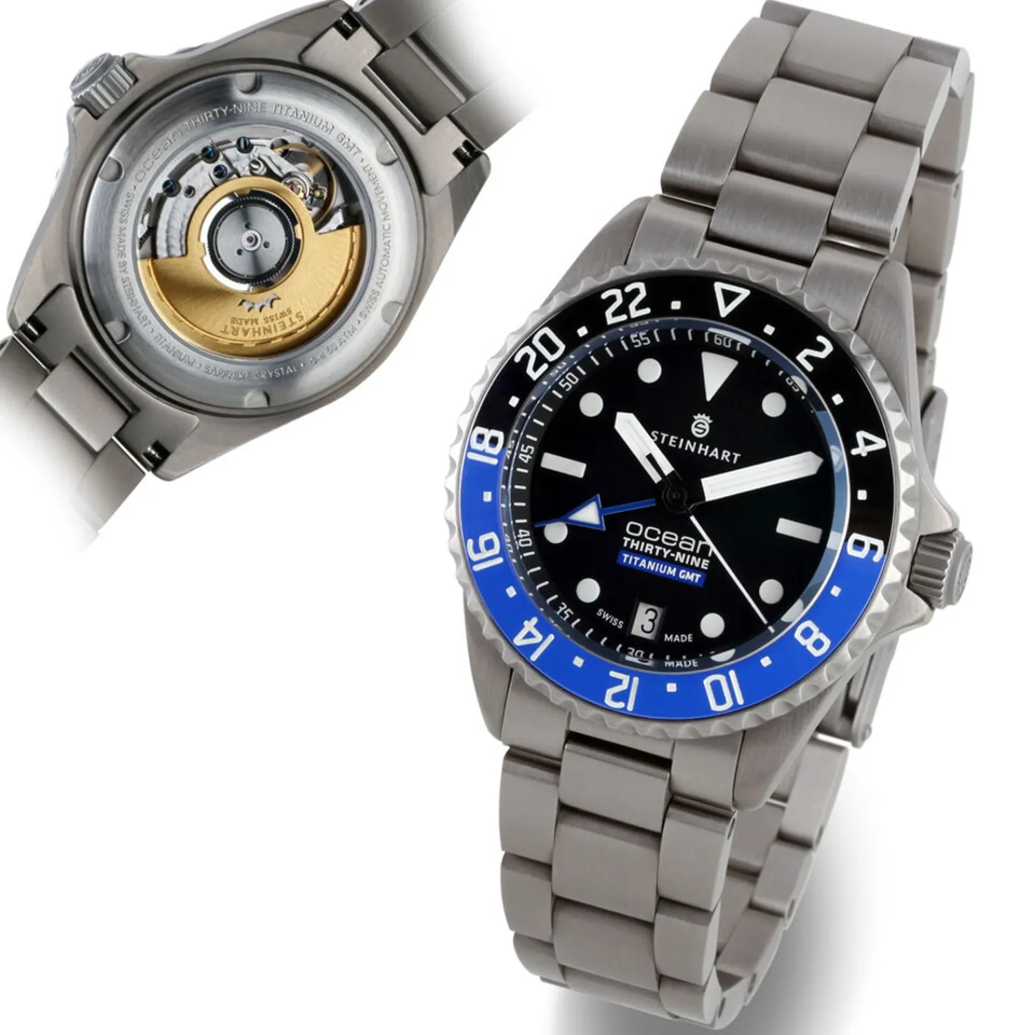 Steinhart Watches Duikhorloges 39 Mm^Ocean 39 Gmt Titan Premium Keramiek