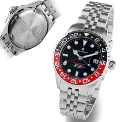 Steinhart Watches Duikhorloges 39 Mm^Ocean 39 Gmt.2 Zwart-Rood Keramiek Duikhorloge