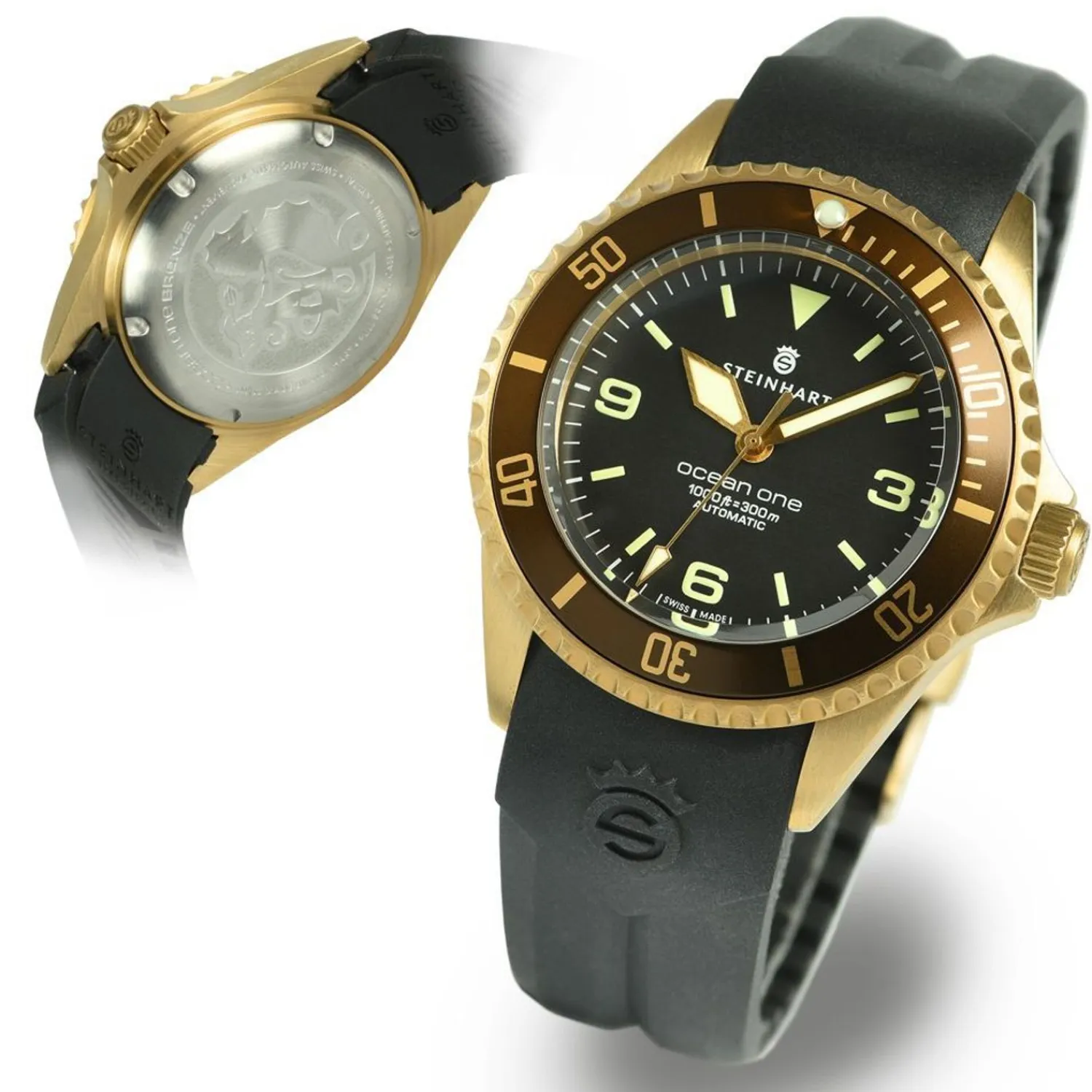 Steinhart Watches Duikhorloges 42 Mm^Ocean One Bronzen Donkerbruin Duikhorloge