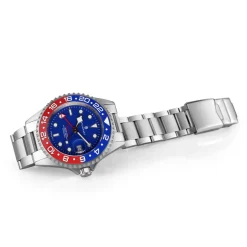 Steinhart Watches Duikhorloges 42 Mm^Ocean One Gmt Blauw-Rode Keramische Blauwe Wijzerplaat