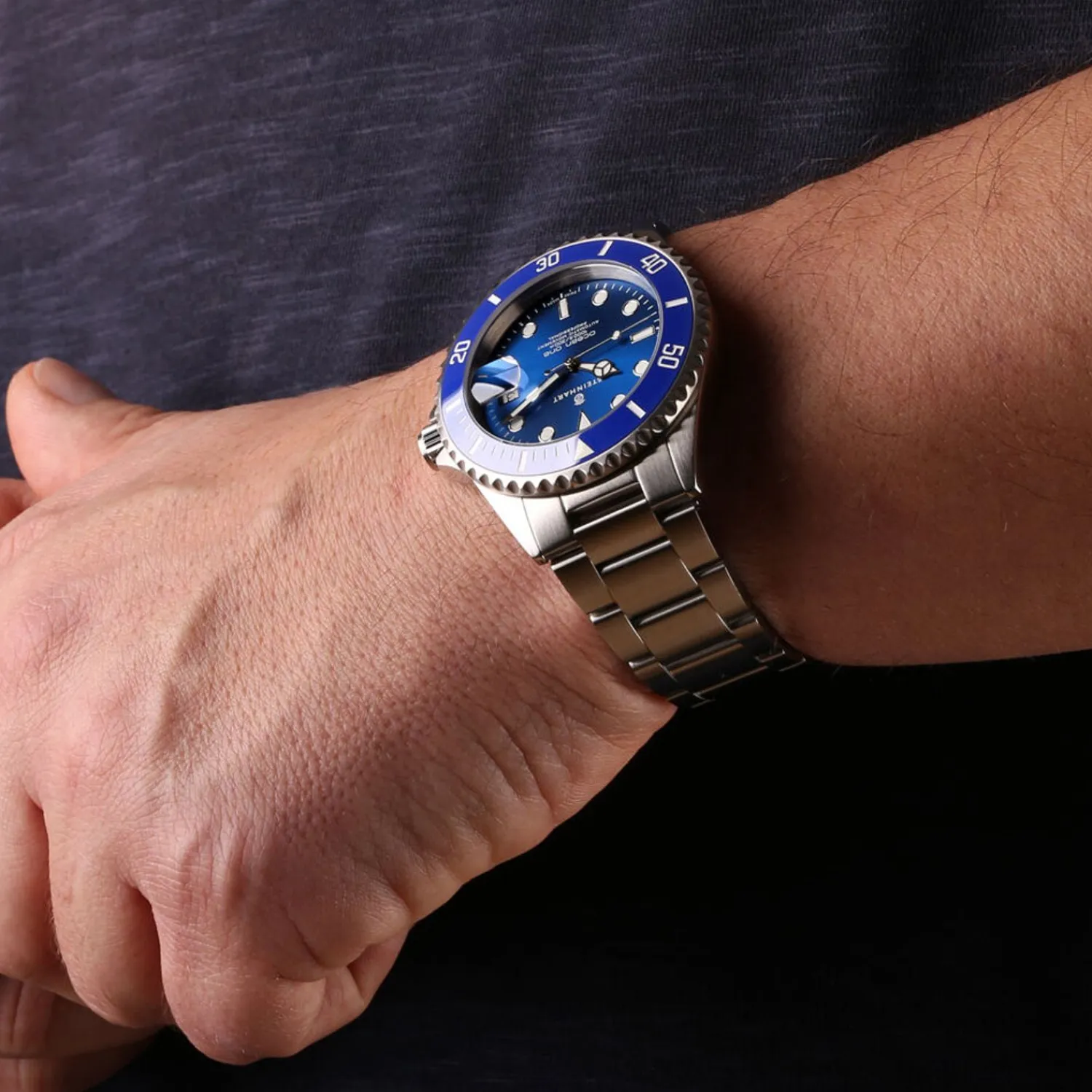 Steinhart Watches Duikhorloges 42 Mm^Ocean One Premium Duikhorloge Van Blauw Keramiek