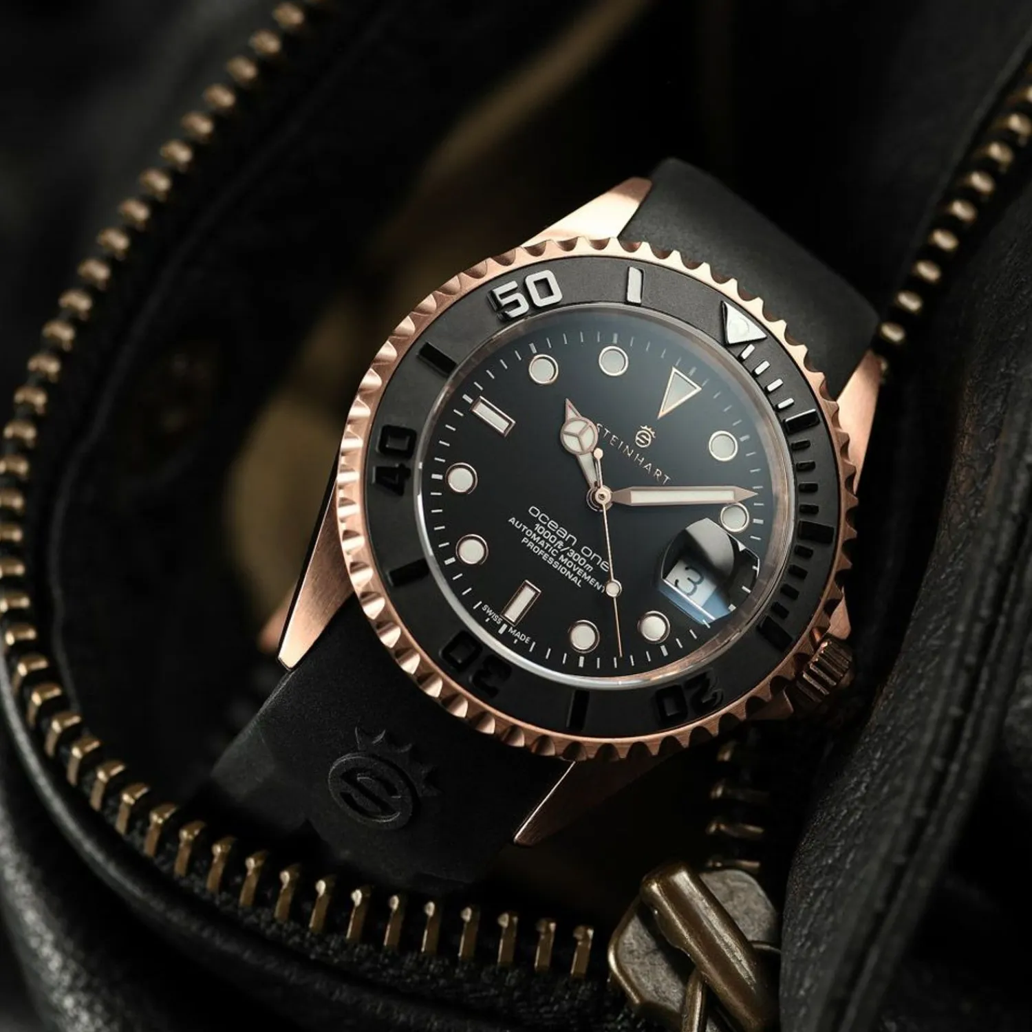 Steinhart Watches Duikhorloges 42 Mm^Ocean One Roze-Gouden Keramiek Duikhorloge