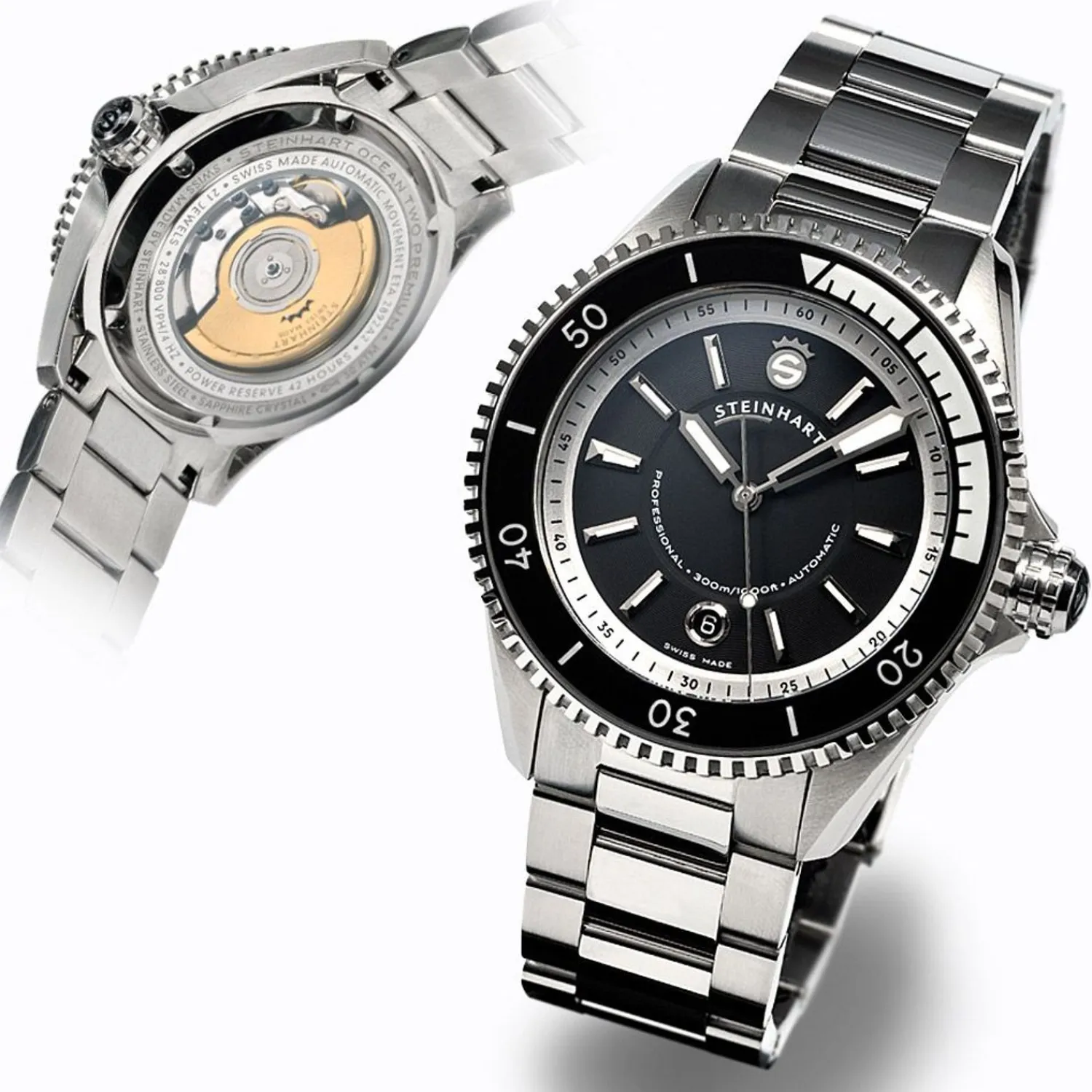 Steinhart Watches Duikhorloges 42 Mm^Ocean 2 Premium Zwart Duikhorloge